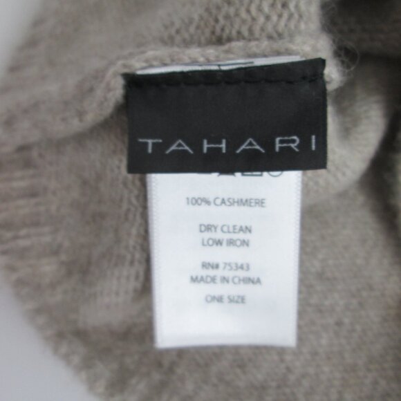 NWOT Tahari Everyday 100% Cashmere Soft Beanie OS Oatmeal Hat Unisex - Picture 3 of 4